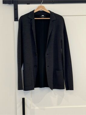 Zara Men's Dark Charcoal Knit Blazer Cardigan